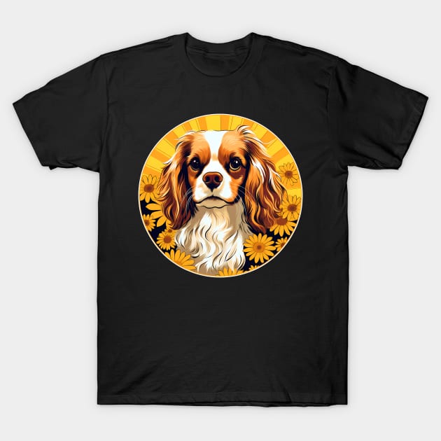 Cavalier King Charles Spaniel Mountain Flower Cute Colorful Puppy Dog T-Shirt by Sports Stars ⭐⭐⭐⭐⭐